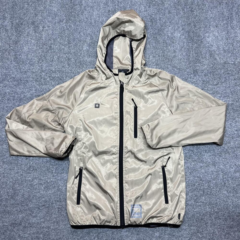 Siroko Jacket Mens Small Beige Reflective Hooded Windbreaker Cycling Running